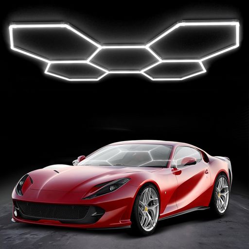 LED車宿り点火装置六角形ガレージランプハニカムライト192W24960ルーメン6500K5個車宿り用六角形LED点火装置高明快さDIY仕掛けるパソコン可塑性物質製