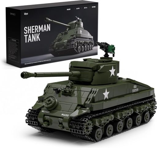 NifelizM4A3E8戦車ブロックおもちゃシャーマン戦車大人向け組み立てブロック軍事モデルミリタリーオモチャオフィス/自宅インテリア向け|誕生日プレゼント(860ピース、NF10313)