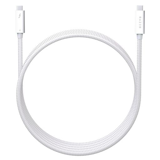 RazerレイザーThunderbolt4Cable2mWhite40Gbpsの超弾丸道路資料遷らす最大限度100Wの通り手形スルー申し受ける能力のある8K解像力耐久性のある編組有線テレビWindows/Mac/Thunderbolt3