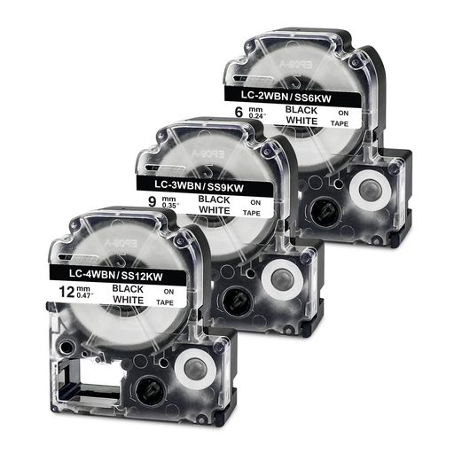 KAKASHI6mm9mm12mmテプラテープ白地に黒文字互換キングジムテプラPROテープカートリッジSS6KSS9KSS12K3個セットKINGJIMテプラPROSR-MK1ヘ-SR170SR150SR530画像