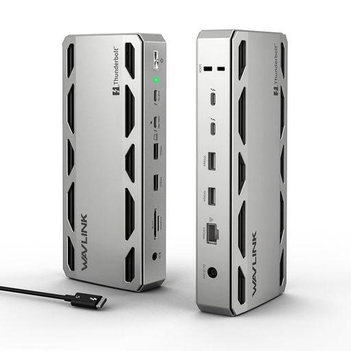 WAVLINKIntel認証Thunderbolt5ドッキングステーション12-in-1ハブ|最大120Gbps・140WPD対応|最大6K/8Kシングル/デュアルディスプレイ|TB5下流USB-C80Gbpsx3、USB-A3.2