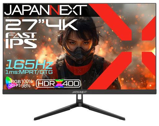 JAPANNEXT 27in FAST IPSダイアログボックス積み上げる 165サイクル/1ms(MPRT)相応う 4K(3840x2160)解像力 ゲーミングモニター JN-IPS27G165U HDMI2.1 DP sRGB:100% DCI-P3:98%