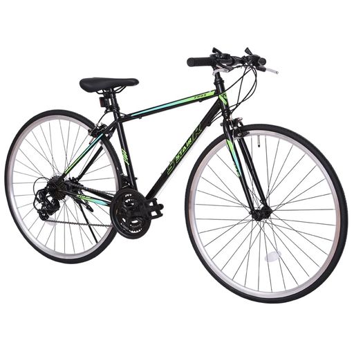クロスバイク 自転車 シマノ製21段変速 700x25C 前後キャリパーブレーキ ワイヤ錠のプレゼント付き 通勤 通学 (ブラック)｜Happy night Rainbow 18,516円