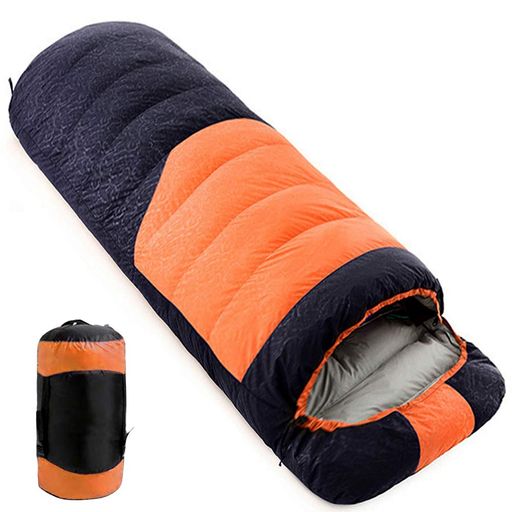 JUYEE 寝袋 冬用 ダウン シュラフ 冬 最低温度-25 キャンプ 羽毛寝袋 2人用 連結可能 2.7kg 大きいサイズ 封筒型 コンパクト 丸洗い 防寒 災害 車中泊 (2.7KG/橙+黒 右開き)｜Happy night Rainbow