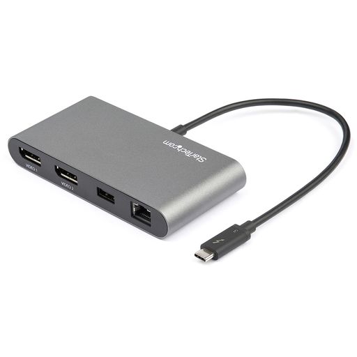 StarTech.com Thunderblot 3 ハブ サンダーボルト3ミニドック デュアル 4K/60Hz DisplayPort/1ポートUSB-Aハブ(3.2)/ギガビット有線LANポート/本体一体型28cmケーブル｜Happy night Rainbow 12,663円