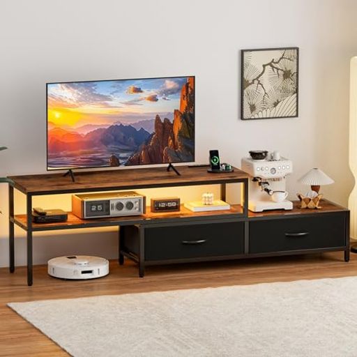 IKIFLYテレビ台伸縮テレビボード収納チェストロータイプ棚付き引き出しローボードライト付きテレビラックワイドチェスト自由レイアウト大容量収納コーナータイプ32/40/50型対応tv台オー…