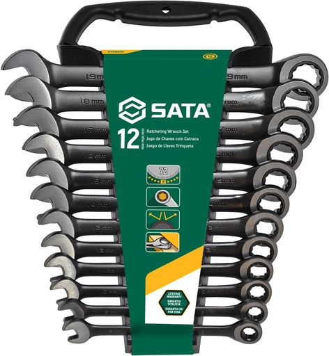 SATAコンビネーションラチェットレンチセット黒(12点)ST08032