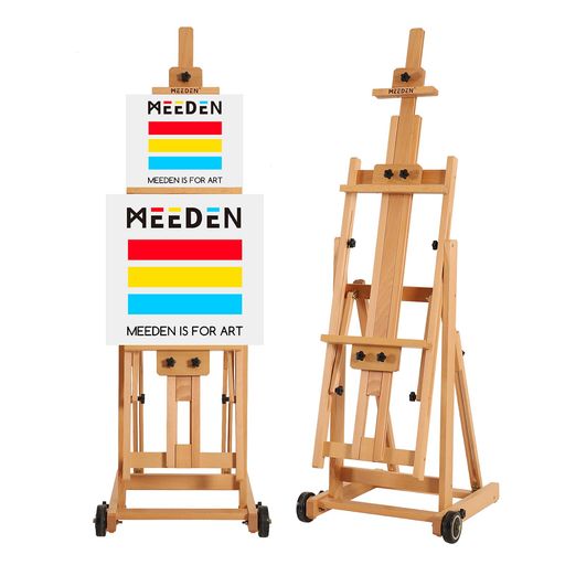 MEEDEN イーゼル ブナ木製 大型イーゼル 150-241cm 角度調節 水平絵画 移動可能 垂直収納可能 2つ多規格張りキャンバスを対応 最大196cmの張りキャンバスを対応 安定性高い H型フレーム 画架 ス&hellip;｜Happy night Rainbow