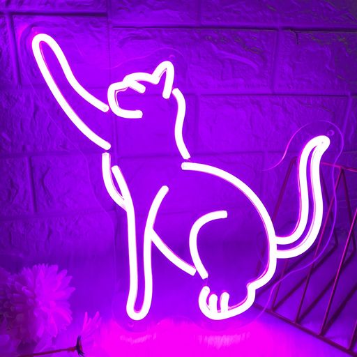 楽天市場】猫ネオンサイン アニメ月ネオンサイン 調光可能 led