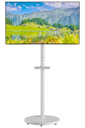 UPGRAVITYテレビスタンドテレビ台壁寄せtvスタンドモニタースタンド小型民族大移動式49inまで耐荷重16KGVESA判定基準75/150/100/200角度自然調整能力のある納める入れもの付き添い人有線テレビ保護すること家用会社企業用白 テレビ台・ローボード-収納家具