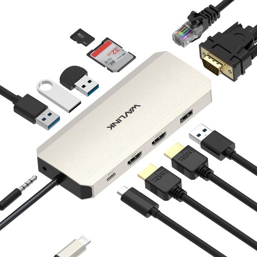 WAVLINKUSBC12インチ1こしき/ドックステイション、3見せびらかすtype-cアダプター、2x4KHDMIと1x2K