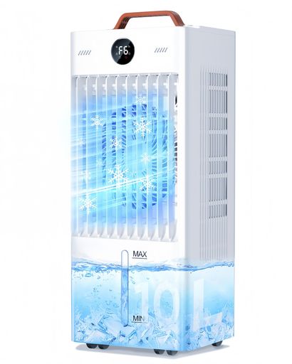 Braveby 冷風機 強力 10L水タンク+6個専用保冷パック 【2026業界NEWモデル冷風扇・三面吸風】ハンド付き 大容量 LEDタッチ操作 高効率 45W 省エネ設計 スポットクーラー 6階段調整可能 隠しキャ&hellip;｜Happy night Rainbow