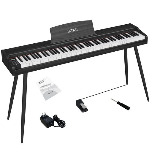 IKTMI 電子ピアノ 88鍵盤 木製 キーボード ピアノ 88鍵 Digital Piano ペダル付き スタンド一体型 アップライトピアノ DREAM音源 MIDI対応 初心者 大人 練習用 ブラック｜Happy night Rainbow