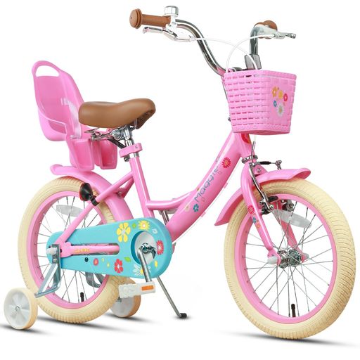 Glerc(グレーク)Maggie女の子子供用自転車用キッズバイク こども幼児小学生低学年5歳6歳7歳8歳9歳 かわいい花柄 前かご付き 取り外し可能補助輪付き 高さ調節可能柔らかいサドル ぬいぐるみ&hellip;｜Happy night Rainbow