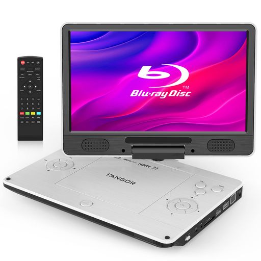 FANGOR ポータブルブルーレイプレーヤー 11.4インチ HDMI出力 270度回転TFT液晶 CPRM 3時間連続再生 車載可能 ホワイト|Happy night Rainbow
