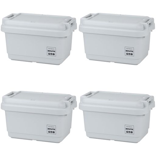 JEJアステージ収納ボックスBOSA+IN(ボウサイン)パッキン付頑丈ボックス640ライトグレー日本製簡易密閉型防災収納耐荷重100kg積み重ねW640xD400xH380mm