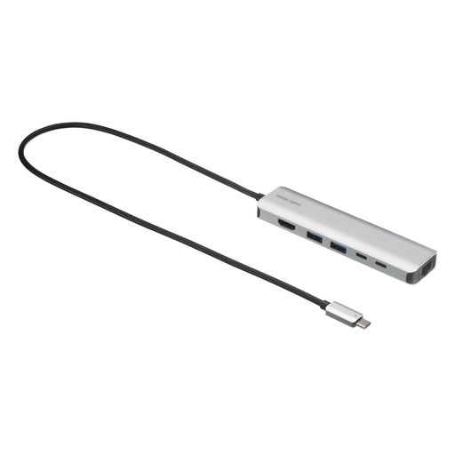 サンワサプライドッキングステーションUSB-C6in14K/120Hz・8K/30HzHDMI/有線LAN/USB-Ax2/USB-Cx2(1ポートPD給電用)/PD100W入力/50cmケーブル/L字変換付USB-DKM9S