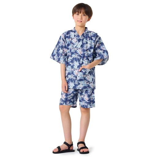 LAURAASHLEY/COLORFULCANDYSTYLE甚平(男の子)130cmRivieraジュニアキッズじんべい甚兵衛ジンベイジンベエじんべえ綿100%子供小学生夏向き夏祭り部屋着花火大会納涼祭