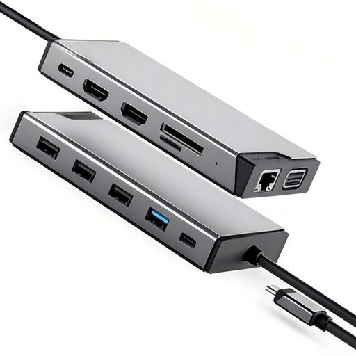 12-in-1 USB C ドッキングステーション、トリプルディスプレイ 4K@60Hz HDMI/VGA、USBポート4個、ギガビットLAN、100W PD充電、SD/TFカードリーダー、ノートPC対応|Happy night Rainbow