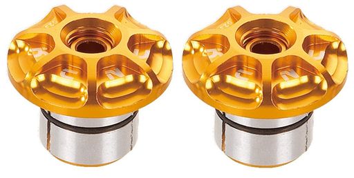 ケーシーエヌシー(KCNC)自転車用軽量アルミバーエンドバーエンドプラグゴールド18-25MM