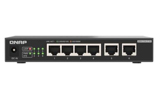 QNAP(キューナップ)2つの10GBASE-T界面と4つの2.5GbE界面を備えたアンマネージドスイッチQSW-2104-2T-R2プラグアンドプレイ