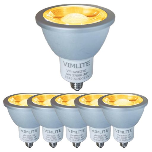 VIMLITELEDハロゲン電球EZ1012VCOB6WJR50LEDスポットライト30度ハロゲン形50W~60W相当密閉器具対応(電球色相当(2700K)EZ10口金6W(6個セット))