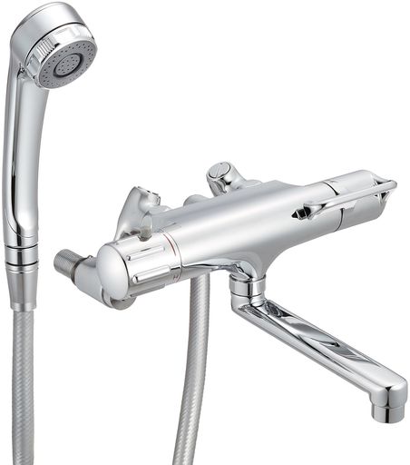 カクダイ風呂場用壁付サーモスタットシャワー雑ぜ合わせる栓メッキ遣りくち滑りだし飾り気の無い回転させるスターター2つの流水シャワー冷ややかさ地遣りくち174-323K