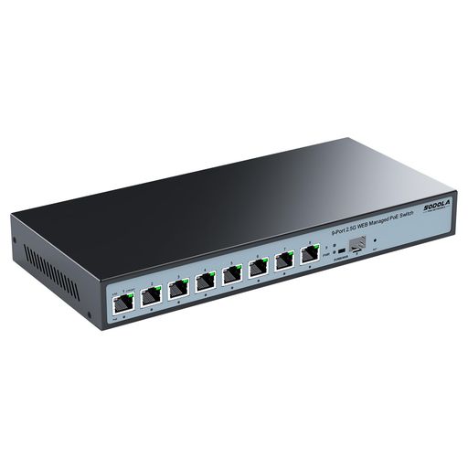 Sodola2.5GbpsPoEこしき9界面(8x2.5GRJ45(PoE)と1x10GSFP+)Web管理すること相応う界面1最大限度90W最終生産物最大限度足し加える最終生産物120W気違い受け答え静音心積もり事務机置きまたは飾りつけ据え付けるに相応う身寄り用および事務室用