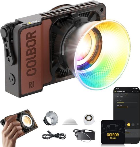 COLBOR撮影用ライトW60RRGBビデオライト2700-6500K15200LuxコンパクトGM補正CRI97/TLCI99TYPE-C/DC電源対応APP制御スタジオ照明/YOUTUBE/動画撮影