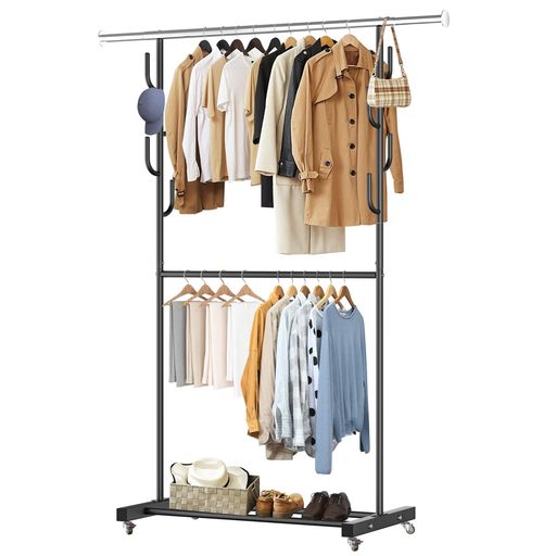 VICERIIハンガーラック多機能収納おしゃれ洋服ラック衣類収納頑丈防サビキャスター付き洋服掛け(ブラック二重式) 5,155円