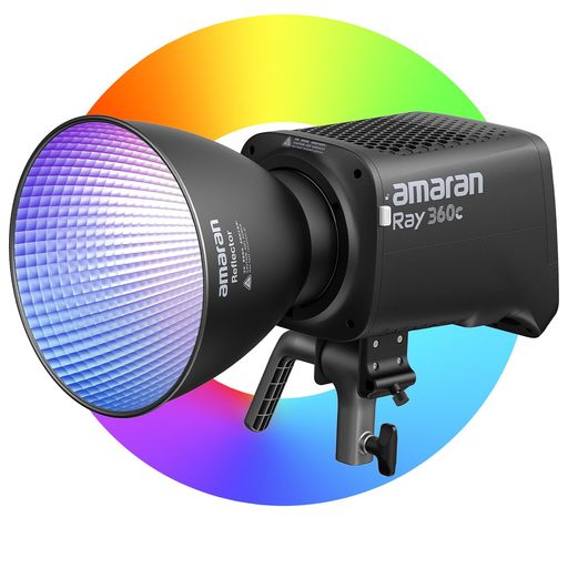 amaranRay360cフルカラーCOBライト360W|OmniColor高演色CRI95+|17130lux@1m高出力|IP54防塵防滴|Bowensマウント対応|DMX/アプリ制御|2300K?10000KCCT調整可能