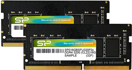 シリコンパワーノートマイコン用記憶装置DDR4-3200(マイコン4-25600)16GBx2枚(32GB)260Pin1.2VCL22SP032GBSFU320F22