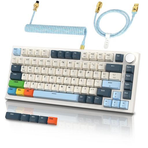ATTACKSHARKK8575%ラピッドトリガーゲーミングキーボード磁気スイッチガスケットマウントホットスワップ対応アンチゴーストPBTキーキャップTKL82キーノブ付きコイルケーブル有線Type-C接続