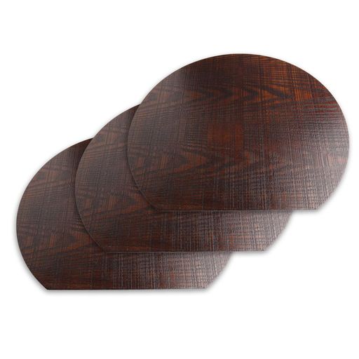 J-kitchens木製ランチョンマット半月尺2漆3枚セット36x32x0.5cm