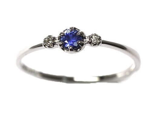 [キャンディ] K10WG サファイア&ダイヤモンドツイン0.016ct リング 日本サイズ7号｜Happy night Rainbow