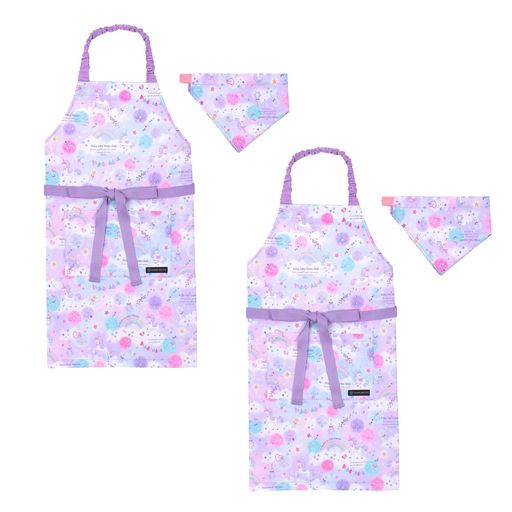 COLORFULCANDYSTYLE子どもエプロン(130~160cm)撥水ノーアイロンユニコーンファンタジー2枚セット女の子かわいい子供用子供こどもエプロン三角巾セットゴムキッズエプロン幼児小学生かわいい