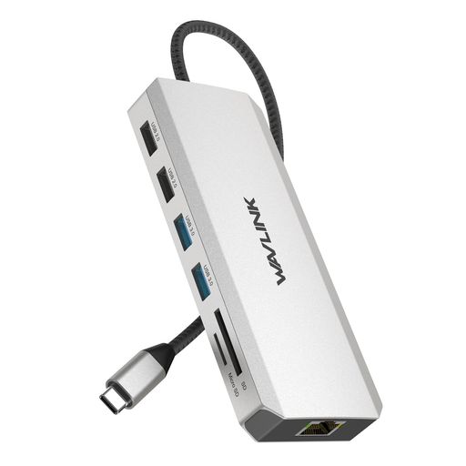 WAVLINKUSBCハブトリプルモニター、12-インチ-1ラップトップドック、マルチポートアダプタ、4KHDMI、デュアル4KDP、100WPDIN、5GbpsUSB3.0、USB2.0、RJ45、SD/TF拡張スロット