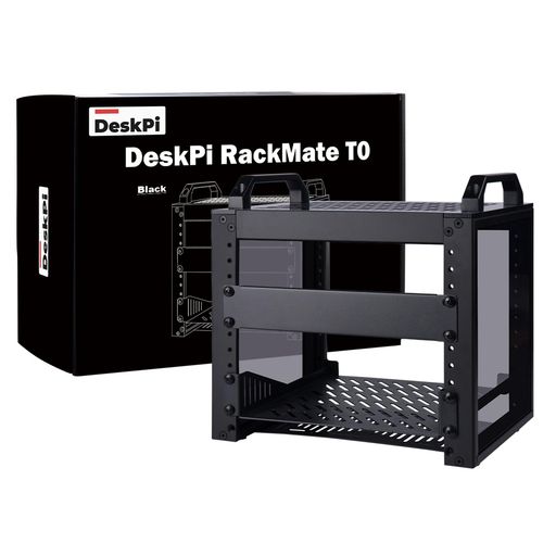 GeeekPi DeskPi RackMate T0 黒いこと変わり種 仕合わせマウント 10in 4U サーヴァー押し入れ 網状組織 サーヴァー 音声 挿し絵器機用 (黒いこと)