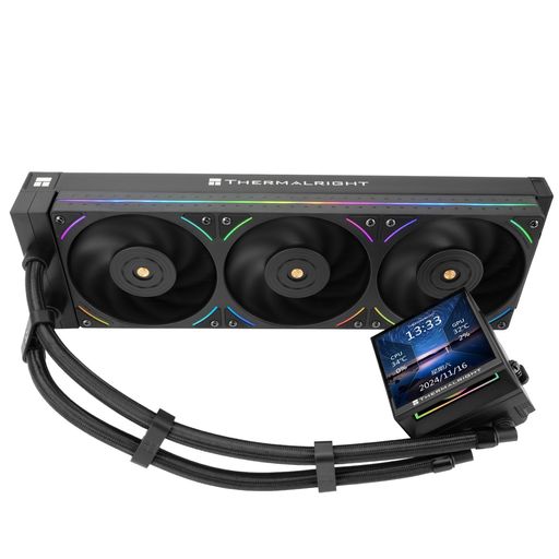 Thermalright Hyper Vision 360 UB ARGB Black CPU AIOクーラー、360mmラジエーター、マグネットパネル-IPS LCDスクリーン、480x480解像度、AM4/AM5;Intel｜Happy night Rainbow