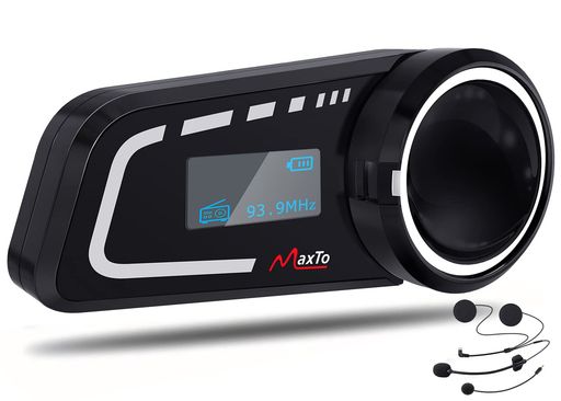 MaxtoM2Cバイクインカム最大6人同時通話インカム1000M通話距離Bluetooth5.0防水インターコムLCD表示画面付きHI-FI音質スピーカーいんかむFMラジオGPSSiri音声対応2台設備同時接続インカムバイク 7,365円