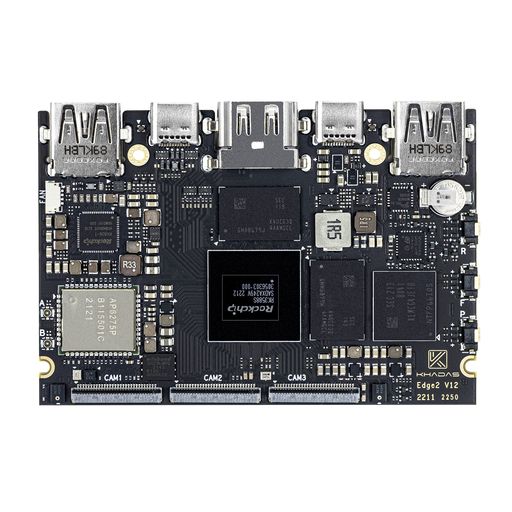 Khadas Edge2 RK3588SミニARM マイコン,シングルボードコンピュータ8コアー64-bit 中央処理装置, ARM Mali-G610 MP4 GPU, 6 TOPS 人工知能学 NPU, Wi-Fi 6, BT5.0, 8K 固定ディスク 見せびらかす