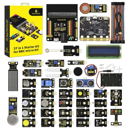 KEYESTUDIO37センサースターターキットMicro:bitV2付き添い人、10代から成年者まで飾り気のないに学べるmicrobitコーディング