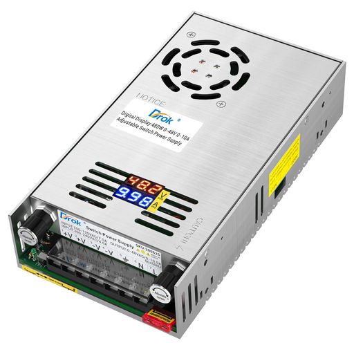 DROK スイッチング電源 AC 110/220V右向き矢印DC 0-48V 0-10A 480W 電圧調整可能 安定化デンゲン 直流でんげん変換器 過負荷電圧遮断 放熱ファン付き コンバーター|Happy night Rainbow