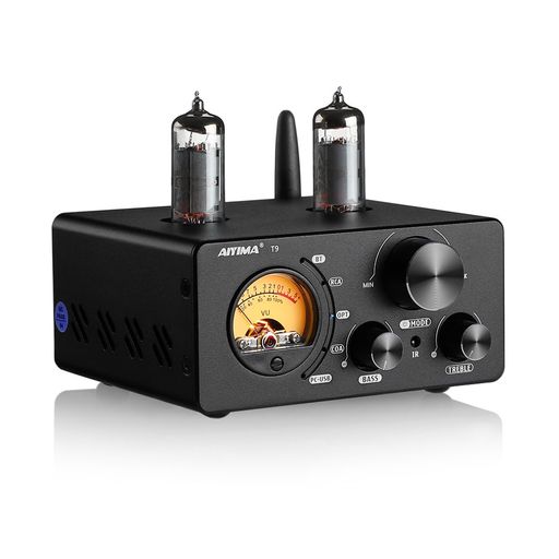 AIYIMA T9 Bluetooth 5.0 100W*2熱電子管アンプリファイアー 2.0通信路 無意味さ管 USB DACステレオHiFiホームオーディオデジタルアンプ RCA/COA/Opt/マイコン-USB、VU米突付き添い人