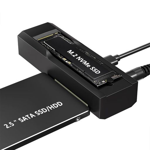 READYXIOUSB-CNVMeM.2-SATASSDケースクローン機能付きHDD/SSD両対応2.5/3.5インチSATA対応オフラインクローン可能10Gbps高速転送コンパクト電源アダプター付き