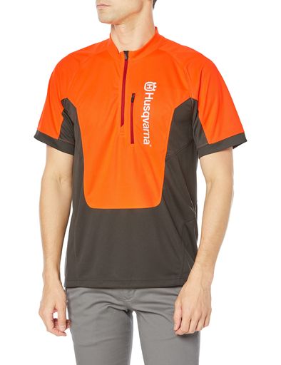 ハスクバーナ・ゼノアTシャツテクニカル半袖M50ワークウェア597661150オレンジ/グレー