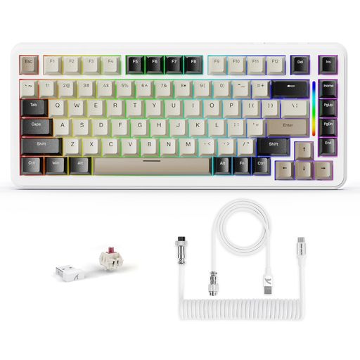 ATTACKSHARKM8682キーレイアウトガスケットマウントメカニカルキーボードワイヤレス1.2mm二層黒油シングルキースロットPCBボード5層パッドHIFI音3色OEMキーキャップ(チーズ)