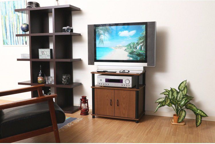 【SALE：4/10 07:00 - 4/14 01:59】テレビ台 おしゃれ 24型 2台セット 棚付き 幅60×奥行39.5×高さ58cm ブラウン