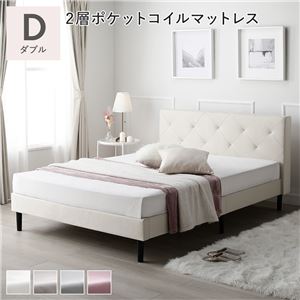 【P10倍：4/14 20:00 - 4/17 09:59】すのこベッド ダブル マットレス付き 2層ポケットコイル 海外ホテル風 ベルベット調