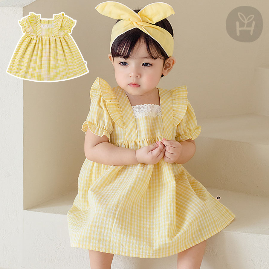 チェック柄 半袖ワンピース ボンポワン チェック柄 半袖ワンピース ボンポワン